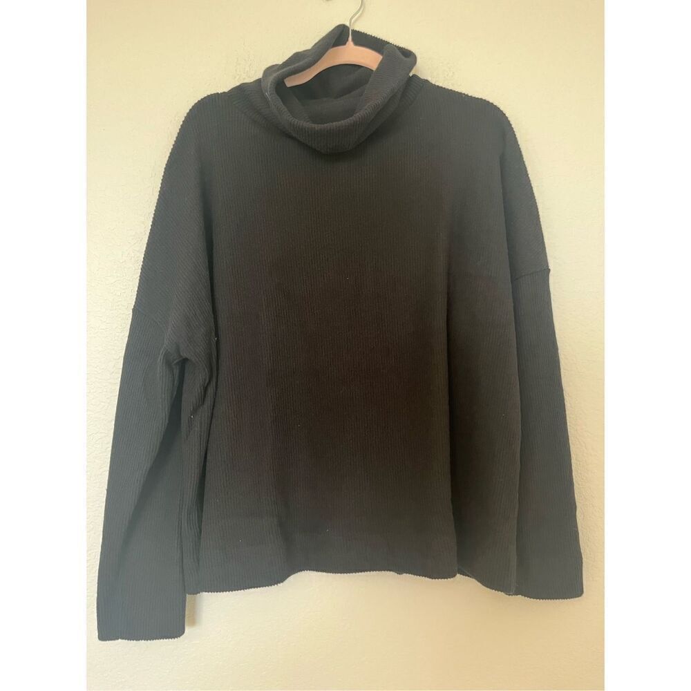 Anthropologie Dolan Oversized Black Drop Shoulder Turtleneck Sweater NEW